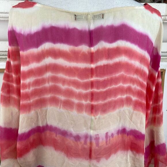 Gypsy05 silk oversized hi lo blouse w/color wash made in Hollywood CA boho - Picture 4 of 8